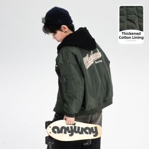 Warm Removable Hood Childrens Baseball Jacket