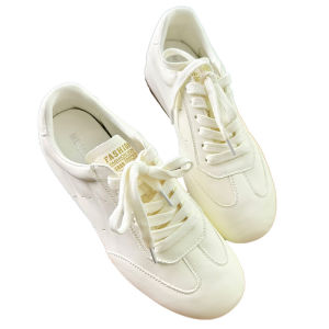 Leather White Leisure Shoes Soft Goatskin Insole Comfortable Versatile Light Round Toe