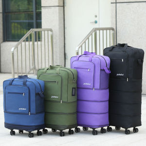 MLZH | Foldable Wheeled Travel Bag with Shoulder Straps Large Capacity