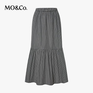 MO&Co. | Chân Váy Caro Đen Trắng Cao Waist Mỏng Nhẹ