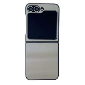 Stainless Steel Z Flip 5 6 7FE Metal Case Back Cover Brushed Finish Anti-Fingerprint Samsung Galaxy Z Flip5 Flip6 Casing Anti-Drop Durable Hard PC Protective Phone Case Accessories