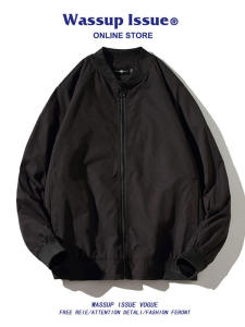 Wassup Issue American Style Pilot Jacket Mens Loose Fit Spring Autumn Couples Baseball Uniform Cool And Handsome Coat