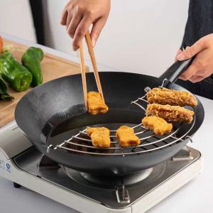 26/32cm Stainless Steel Frying Oil Strainer Steam Rack Oil Drainer Cooling Rack Frying Pan Oil Drain for Kitchen