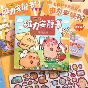 Magnetic Straw Book Magnetic Quiet Book Handmade DIY Childrens Toy Capybara Silent Book Educational Toys