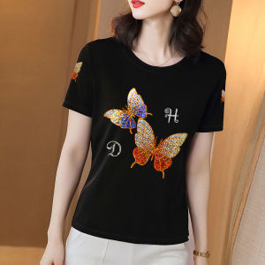 New plus Size Mom Short Sleeve Modal Cotton Black Base Shirt Womens Thin Sunscreen Veil Summer Fashion Accessories