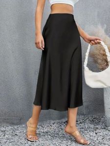 Váy Midi Chữ a Cạp Cao Màu Trơn Ôm Sát Tagkita Phong Cách Đường Phố Mùa Xuân 2025 Dáng Rộng Váy Chữ a Thường Ngày