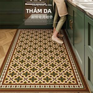 Thảm Nhung Pha Lê VIKAMA Thấm Hút Nước Phong Cách Cổ Điển Nhà Bếp Phòng Giặt Thảm Dễ Dàng Làm Sạch Tấm Trải Sàn Chống Trượt Để Trang Trí Nhà Cửa