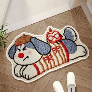 VIKAMA Cute Dachshund Bathroom Door Mat Absorbent Non Slip Soft Plush Entryway Rug Home Decor