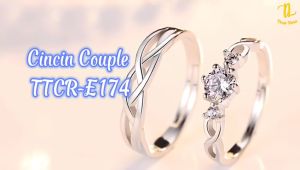 Set Cincin Tunangan Elegan Zirkonia Crystal TINO TINO Warna Silver dengan Perhiasan Berlian Imitasi