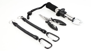 ชุดอุปกรณ์ตกปลาครบวงจร ประกอบด้วยคีม ครีมจับปากปลา กิ๊บ และกริปเปอร์ปลดเบ็ด OU0056