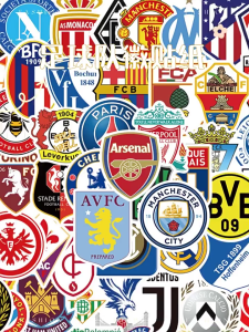 50 stickers of football team logos from the top five European leagues Real Madrid Barcelona Milan cute decorations waterproof and non repetitive