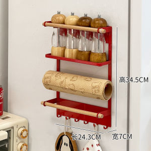 ชั้นวางของแบบติดผนังแบบแม่เหล็ก ชั้นวางของในครัว แผ่นเคลือบไฟเซนต์ ชั้นวางของสำหรับใส่เครื่องปรุงรส ฟิล์มกันเปียก ชั้นวางของแบบแม่เหล็ก