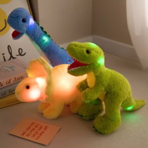 JOJO CASTLE Luminous Dinosaur Plushie Creative Light Up LED Stuffed Animal Triceratops Tyrannosaurus Tanystropheus Plush Toy Colorful Glowing Shiny Plush Toys Christmas Gift