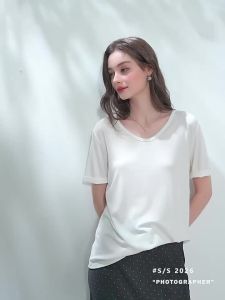 3COLOUR·S | Lyocell Linen V-Neck Short Sleeve T-Shirt M
