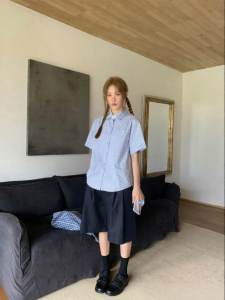 NIHAOKANONG | Quần Short Culotte Đùi Rộng Cao Waisted Cho Phụ Nữ