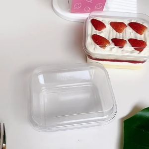 10 PCS Mika Dessert Box 450 Ml / KOTAK Makanan Mika Strawberry isi 10 Pcs / 10 pcs Korean Dessert Box Cake Premium / Kotak Tempat Kue / Kotak Makan / Mika Plastik Kotak / Lunch Box / box dessert kotak persegi / box mika makanan L26