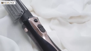 REBUNE RE-2078-2 Pink 1200W Hair Dryer Brush 3 In 1 Hot Air Styler Straightening & Curling Fast Heating (3s) Hair Styler with 2 Brushes