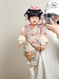 Baby Romper Suit New Year Celebration One Year Old Anniversary Traditional Chinese Costume Baby Clothes Set Long Sleeve Girls