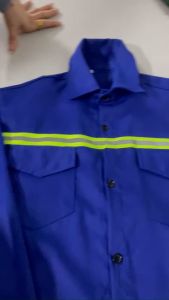 Áo Bảo Hộ Lao Động Màu Xanh Dương Có Dây Phản Quang Đồng Phục Lao Động Cho Nam