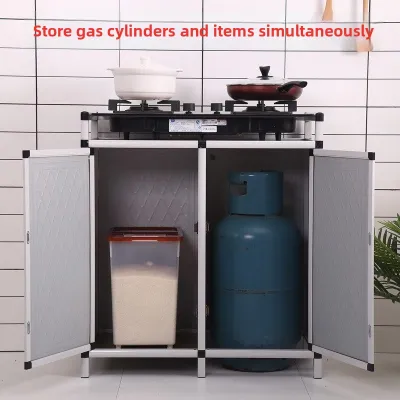 Economic Kitchen Storage Rack Gas Cylinder Cabinet Stove Bucket Shelf Metal Material Rust Proof Chinese Style Ground Shelf