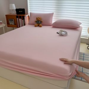 90/120/150/180cm Fitted Sheet with Elastic Bands Non Slip Adjustable Mattress Covers for Single Double King Queen Bed