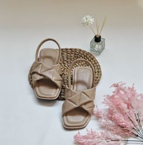 Sandal Flat Wanita Tali Belakang Model Silang Kekinian Elegan Sendal Cewek Size 37-41
