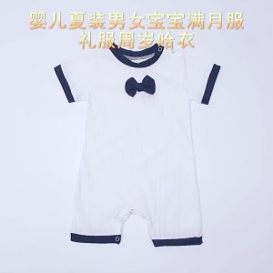 Kids Tales Childrens Clothing Baby Romper Summer ins Babys Romper Thin Jacquard Newborn Short Sleeve Jumpsuit