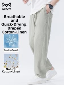 MiiOW | Breathable Thin Cotton Linen Straight Leg Mens Pants