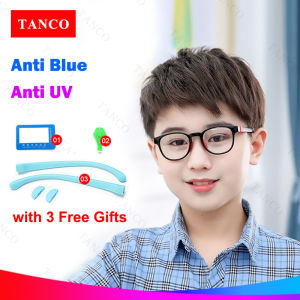TANCO Trẻ Em Chống Màu Xanh Kính Mắt Cho 2-8 Năm Tuổi Trẻ Em Máy Tính Kính Đèn xanh dương Ngăn Chặn Kính Mắt Đàn Hồi Gọng silicon Uv400 Ống Kính Với Có Thể Tháo Rời phụ kiện thay thế khung Phụ Kiện No.1011