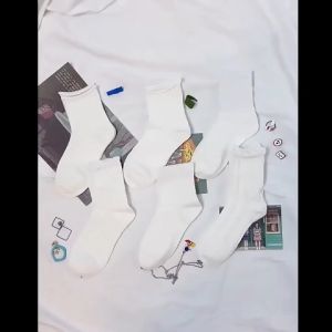 1 Pair of Cute Jk Style High Neck Socks with White Lace and Ruffles Womens Summer Versatile Pure Cotton Socks