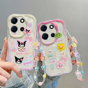 New Casing Infinix Note30 4G 5G Cubic Rainbow Rabbit Cartoon Doll Phone Case Infinix Note 30 5G 4G Lens Protection Shockproof Soft Cover with Flowers Bracelet 2023