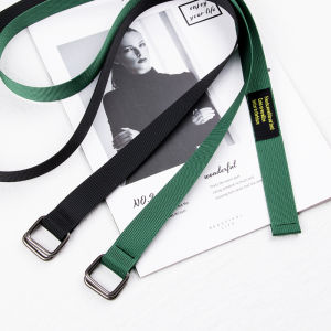 Double Ring Buckle Canvas Belt for Men And Women Jeans Belt Narrow Material Belt Trendy Workwear Pants Ladies Boys Youth