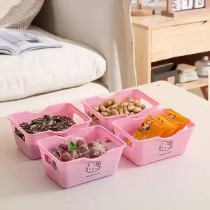 Sanrio | Sanrio Cute Hello Kitty Desktop Decoration and Storage Basket Multi-Functional Storage Box Set for Cosmetics Stationery Snack