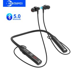 Kebidumei | Bluetooth 5.0 Earphones Neckband Headsets Wireless Headphones HiFi Stereo Noise Reduction Earbuds Support BT TF Card FM Radio