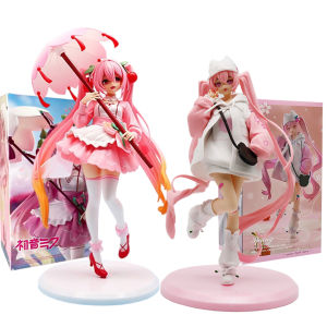 Bandai | In Stock Anime Hatsune Miku Hands Cherry umbrella Sweatshirt  Action Figure Model Toys Cute Action Model PVC Collection Gift