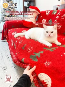 HOUGOUXIANG | Cat Scratch Proof Christmas Festive Sofa Blanket