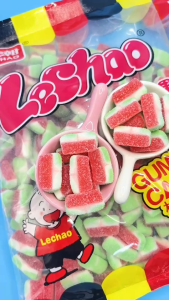 Lechao เยลลี่แตงโม 1 กิโลกรัม รสเปรี้ยวหวาน สดชื่น เคี้ยวหนึบ รูปทรงน่ารัก เคลือบน้ำตาล 🍉🍉