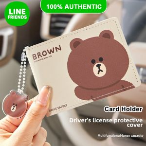 100% Authentic Line Friends Card Holder Multi-card Slot Car Drivers License Protective Cover Card Holder Two in One Motor Vehicle Driving Certificate Cover LFB280
