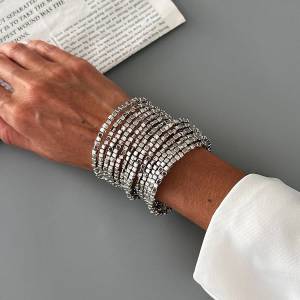 Ingemark Vintage Multi Layer Wide Bracelet for Women Punk CCB Acrylic Bead Chain Bangle Bracelet Fashion Jewelry Accessories