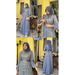 Fania Dress Bridesmaid Brukat Dress Kondangan Wanita Brukat Premium Tulle Garden Dress Wanita Bahan Velvet Mix Brukat Tille Garden M L XL Gamis Pesta Wanita Kekinian Simpel Mewah Elegant Gamis Brokat Terbaru 2025