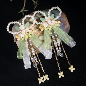 เครื่องประดับผมสไตล์โบราณ ดอกไม้ปมผีเสื้อ ตัวล็อกแบบคู่ ประดับผมสไตล์จีนโบราณ ชิ้นส่วนตกแต่งผม ตัวอักษร Gf174