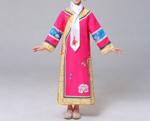 เด็กราชวงศ์ชิงเต้นรําเครื่องแต่งกายศาลแห่งชาติ เด็กผู้หญิง เสื้อผ้าการแสดง < Ne1> วัสดุเต็มรูปแบบอายุ เด็กผู้หญิง S