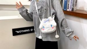Sanrio Bag Kuromi Cinnamoroll Melody Cartoon Handbag Shoulder Crossbody Bucket Plush Bag Backpack Girls Children Gifts