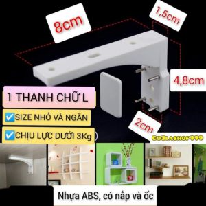 (KÍCH THƯỚC NGẮN VÀ NHỎ) set 2 thanh chữ L đóng đinh loại NGẮN đỡ kệ trang trí nhà cửa nhựa ABS đóng tường