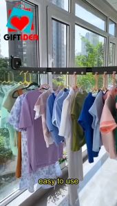 Giftidea Suction Wall Mount Clothes Drying Rack Folding Retractable Space Saving Aluminum Alloy Laundry Drying Rack  Racks