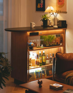 Modern Minimalist Cherry Wood Bar Table Home Use Living Room Storage Cabinet Narrow Island Desk Multi-Function Wooden Craft