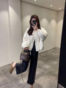QFN | Stylish Loose Round Collar Casual Cotton-padded Women Jacket White
