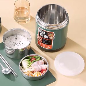 ปิ่นโตสแตนเลส แบบพกพา 1.9L กล่องเก็บอาหาร เก็บอุณหภูมิ กล่องถนอมอาหาร