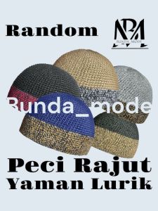 BundaMode Peci Rajut Kopiah Songkok Pria Dewasa Yamann Lurik Handmade Kombinasi Dua Warna Perlengkapan Sholat Harian dan Untuk Hadiah