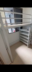 Helper loft bed customize.with shelf /smaller room loft bed with shelf customize /unity room singapore